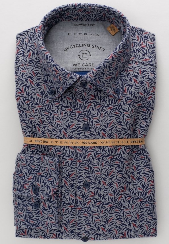 ETERNA COMFORT FIT UPCYCLING SHIRT Langarm Hemd - Inked Navy Blossom - 2397-38-QS9L von Eterna