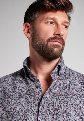 ETERNA COMFORT FIT UPCYCLING SHIRT Langarm Hemd - Inked Navy Blossom - 2397-38-QS9L