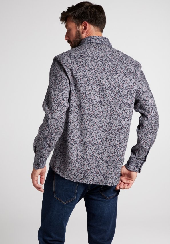 ETERNA COMFORT FIT UPCYCLING SHIRT Langarm Hemd - Inked Navy Blossom - 2397-38-QS9L von Eterna