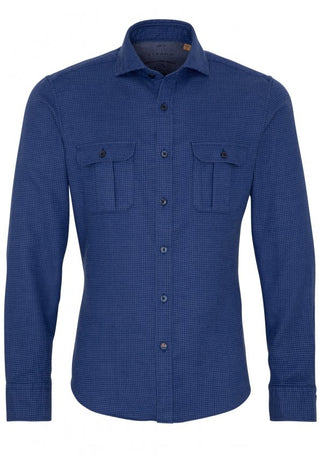 ETERNA Slim Fit Upcycling Shirt - Ocean Gingham Blue - 2399-17-M082