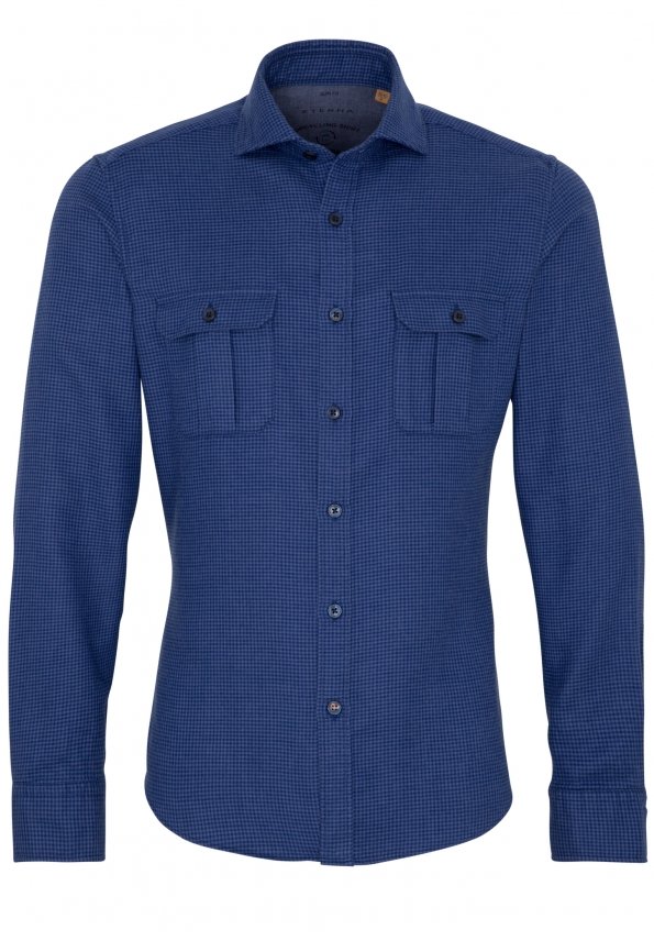 ETERNA Slim Fit Upcycling Shirt - Ocean Gingham Blue - 2399-17-M082 von Eterna