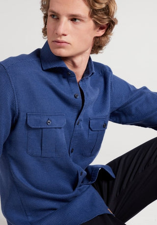 ETERNA Slim Fit Upcycling Shirt - Ocean Gingham Blue - 2399-17-M082