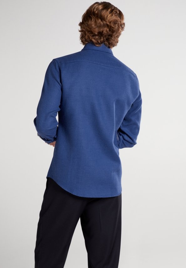 ETERNA Slim Fit Upcycling Shirt - Ocean Gingham Blue - 2399-17-M082