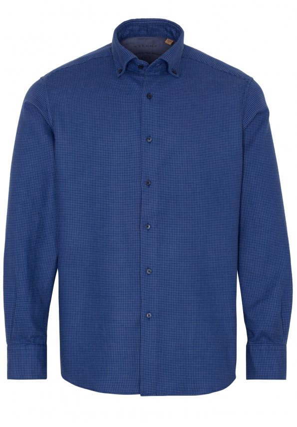 ETERNA COMFORT FIT UPCYCLING SHIRT - Ocean Blue Check - 2399-17-QS9L von Eterna