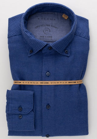ETERNA COMFORT FIT UPCYCLING SHIRT - Ocean Blue Check - 2399-17-QS9L