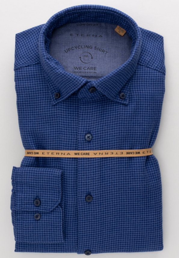 ETERNA COMFORT FIT UPCYCLING SHIRT - Ocean Blue Check - 2399-17-QS9L von Eterna