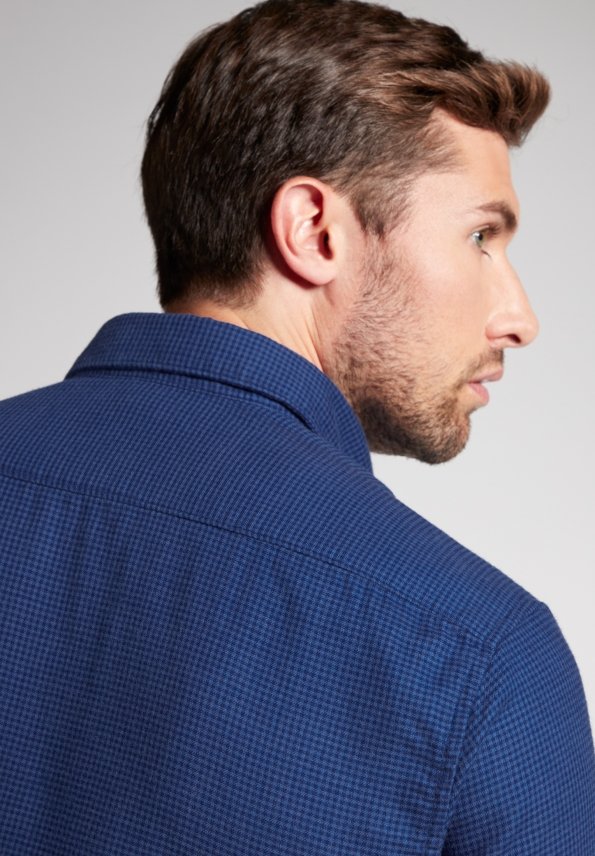ETERNA COMFORT FIT UPCYCLING SHIRT - Ocean Blue Check - 2399-17-QS9L von Eterna