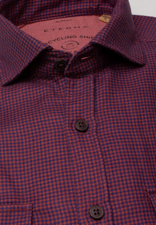 ETERNA SLIM FIT UPCYCLING SHIRT - Port Wine Check - 2399-57-M082