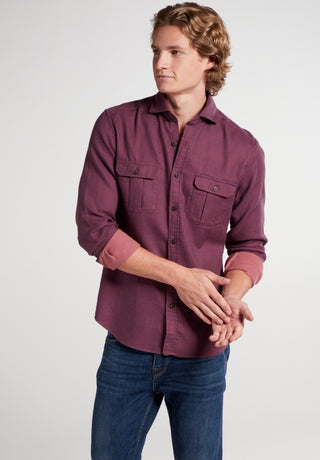 ETERNA SLIM FIT UPCYCLING SHIRT - Port Wine Check - 2399-57-M082