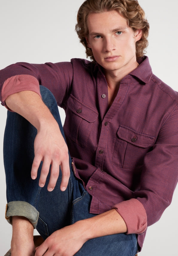 ETERNA SLIM FIT UPCYCLING SHIRT - Port Wine Check - 2399-57-M082 von Eterna
