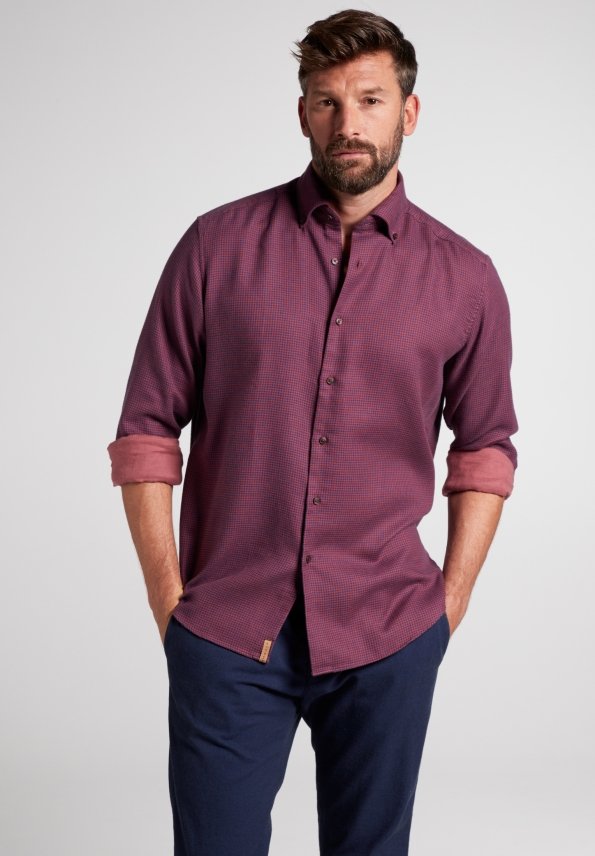 ETERNA COMFORT FIT UPCYCLING SHIRT - Windsor Grape Check - 2399-57-QS9L