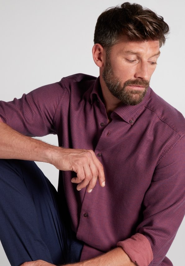 ETERNA COMFORT FIT UPCYCLING SHIRT - Windsor Grape Check - 2399-57-QS9L von Eterna