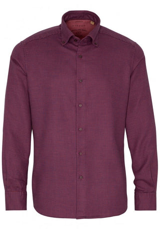 ETERNA MODERN FIT UPCYCLING SHIRT - Burgundy Microcheck - 2399-57-VS74
