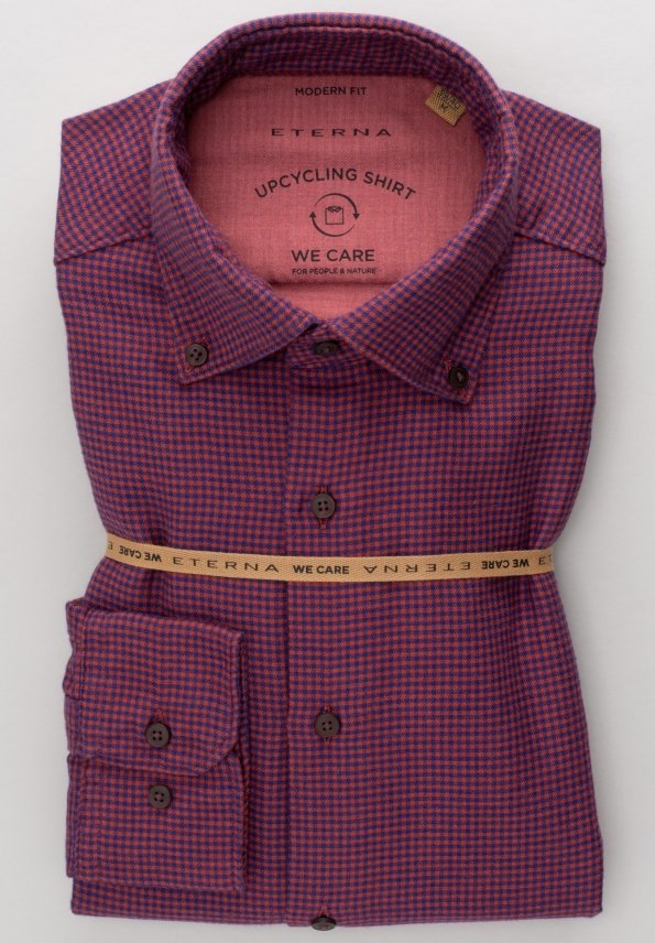 ETERNA MODERN FIT UPCYCLING SHIRT - Burgundy Microcheck - 2399-57-VS74 von Eterna