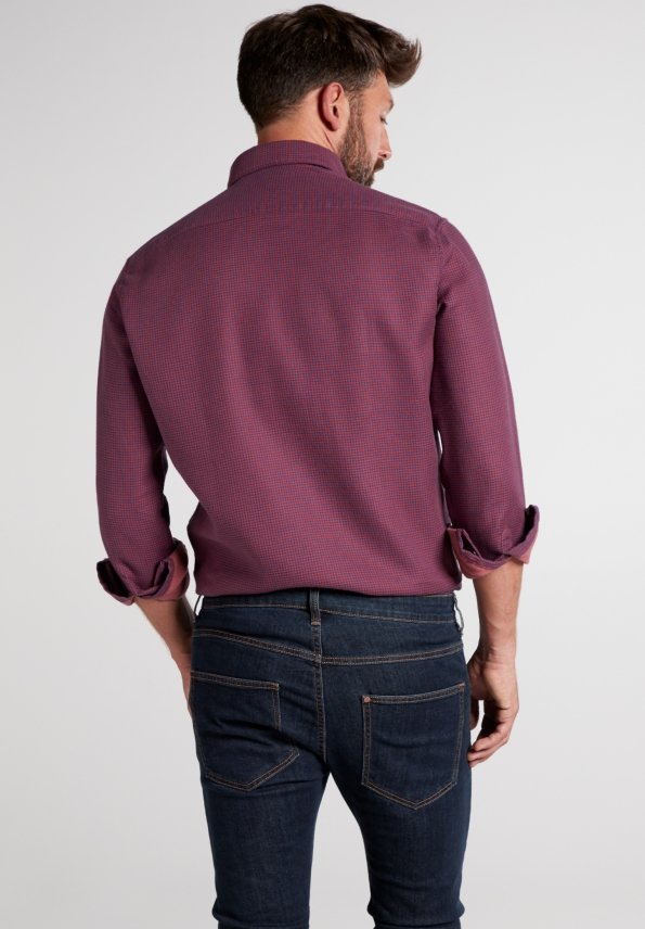 ETERNA MODERN FIT UPCYCLING SHIRT - Burgundy Microcheck - 2399-57-VS74 von Eterna