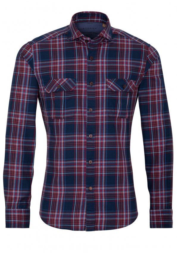 ETERNA Slim Fit Upcycling Shirt - Midnight Harvest Plaid - 2403-57-M082 von Eterna