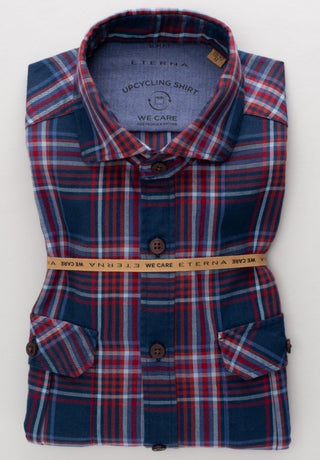 ETERNA Slim Fit Upcycling Shirt - Midnight Harvest Plaid - 2403-57-M082