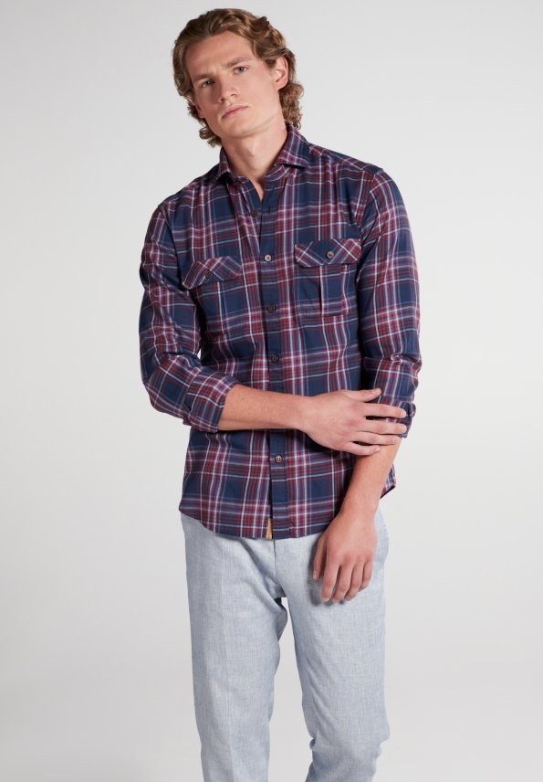 ETERNA Slim Fit Upcycling Shirt - Midnight Harvest Plaid - 2403-57-M082