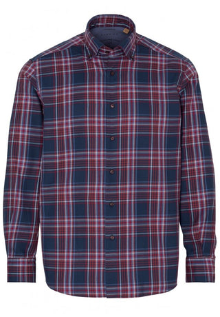 ETERNA COMFORT FIT UPCYCLING SHIRT - Windsor Haze Blue Red - 2403-57-QS9L