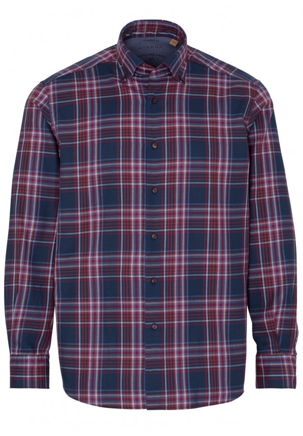 ETERNA COMFORT FIT UPCYCLING SHIRT - Windsor Haze Blue Red - 2403-57-QS9L von Eterna