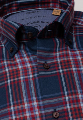 ETERNA Modern Fit UPCYCLING SHIRT - Harbor Night Plaid - 2403-57-VS74