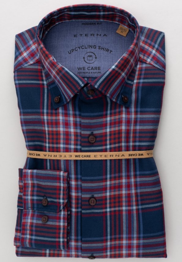 ETERNA Modern Fit UPCYCLING SHIRT - Harbor Night Plaid - 2403-57-VS74 von Eterna
