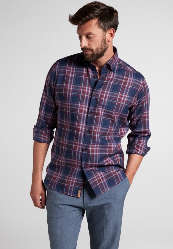 ETERNA Modern Fit UPCYCLING SHIRT - Harbor Night Plaid - 2403-57-VS74