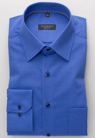chemise à manches longues eterna comfort fit bleu 3072-16-e18e
