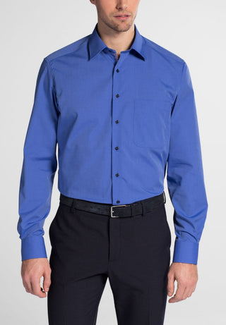 chemise à manches longues eterna comfort fit bleu 3072-16-e18e