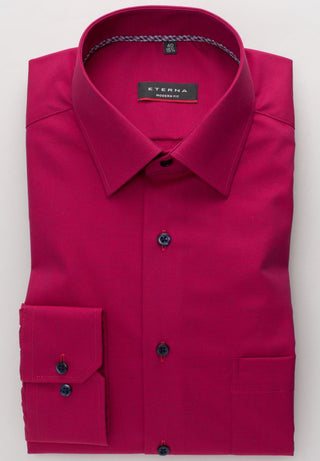 ETERNA MODERN FIT Langarm Hemd - Berry Noir Red - 3072-56-X19P
