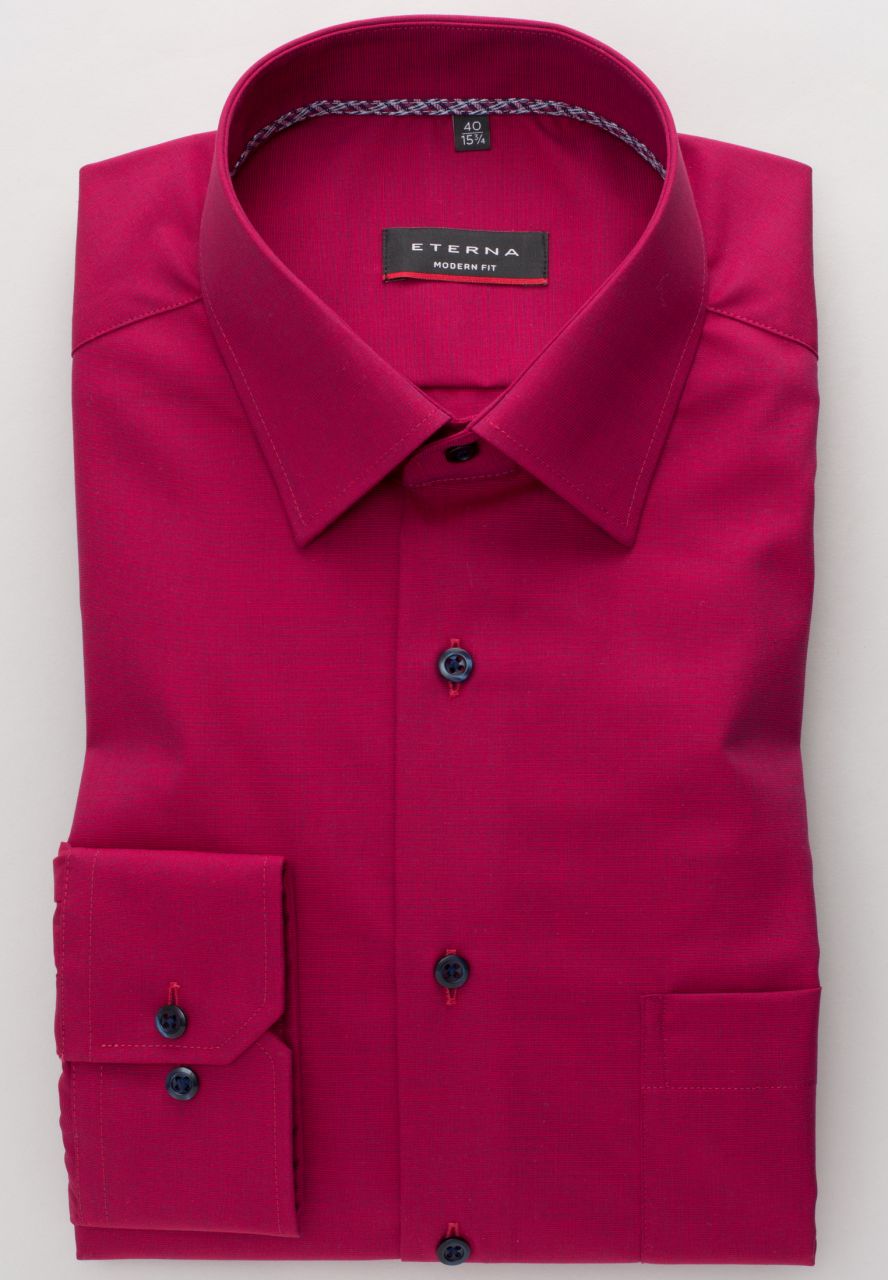 ETERNA MODERN FIT Langarm Hemd - Berry Noir Red - 3072-56-X19P von Eterna