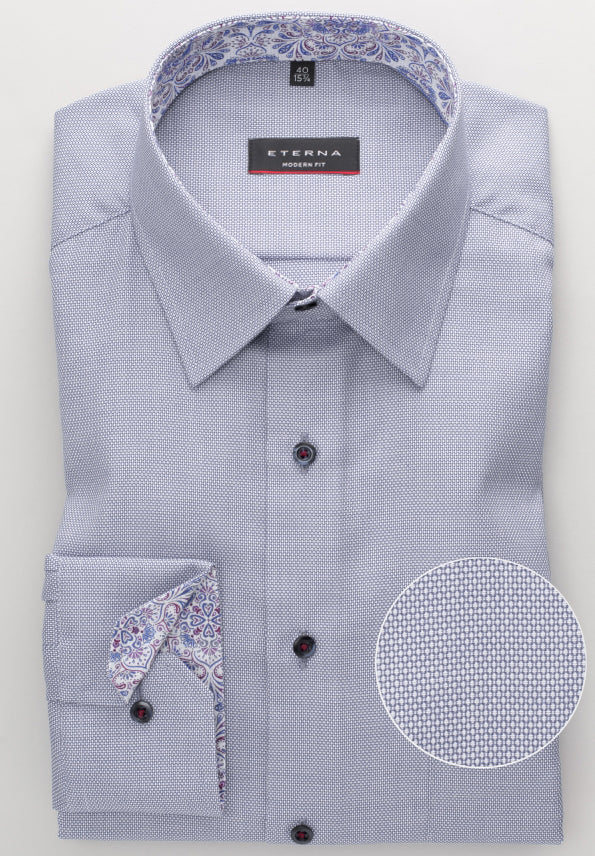 eterna modern fit chemise à manches longues bleu clair-blanc structuré 3270-12-x15v von Eterna