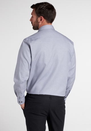 eterna modern fit chemise à manches longues bleu clair-blanc structuré 3270-12-x15v
