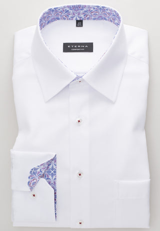 chemise à manches longues eterna comfort fit blanc 3270-00-e14e