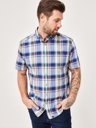 PADDOCKS Kurzarm Hemd Button Down - Harbor Patchwork Blue - 33026 7465.2610