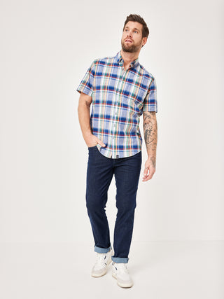 PADDOCKS Kurzarm Hemd Button Down - Harbor Patchwork Blue - 33026 7465.2610