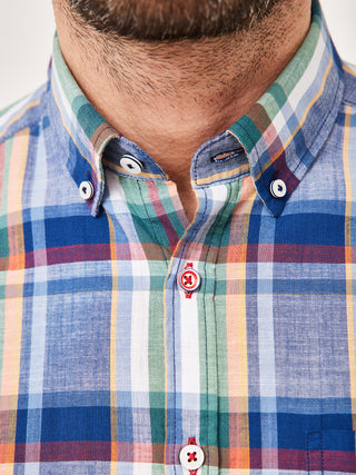 PADDOCKS Kurzarm Hemd Button Down - Harbor Patchwork Blue - 33026 7465.2610