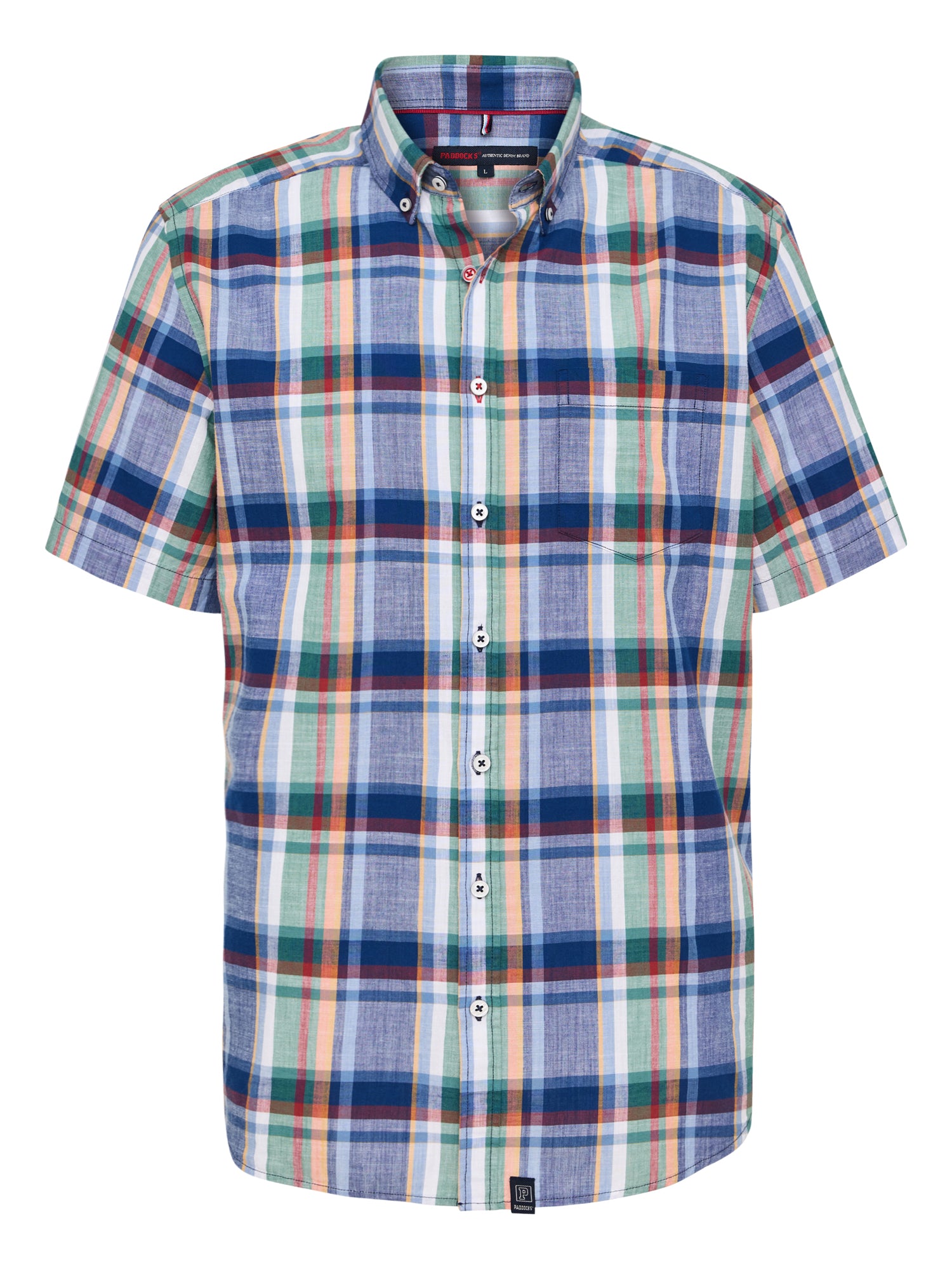 PADDOCKS Kurzarm Hemd Button Down - Harbor Patchwork Blue - 33026 7465.2610