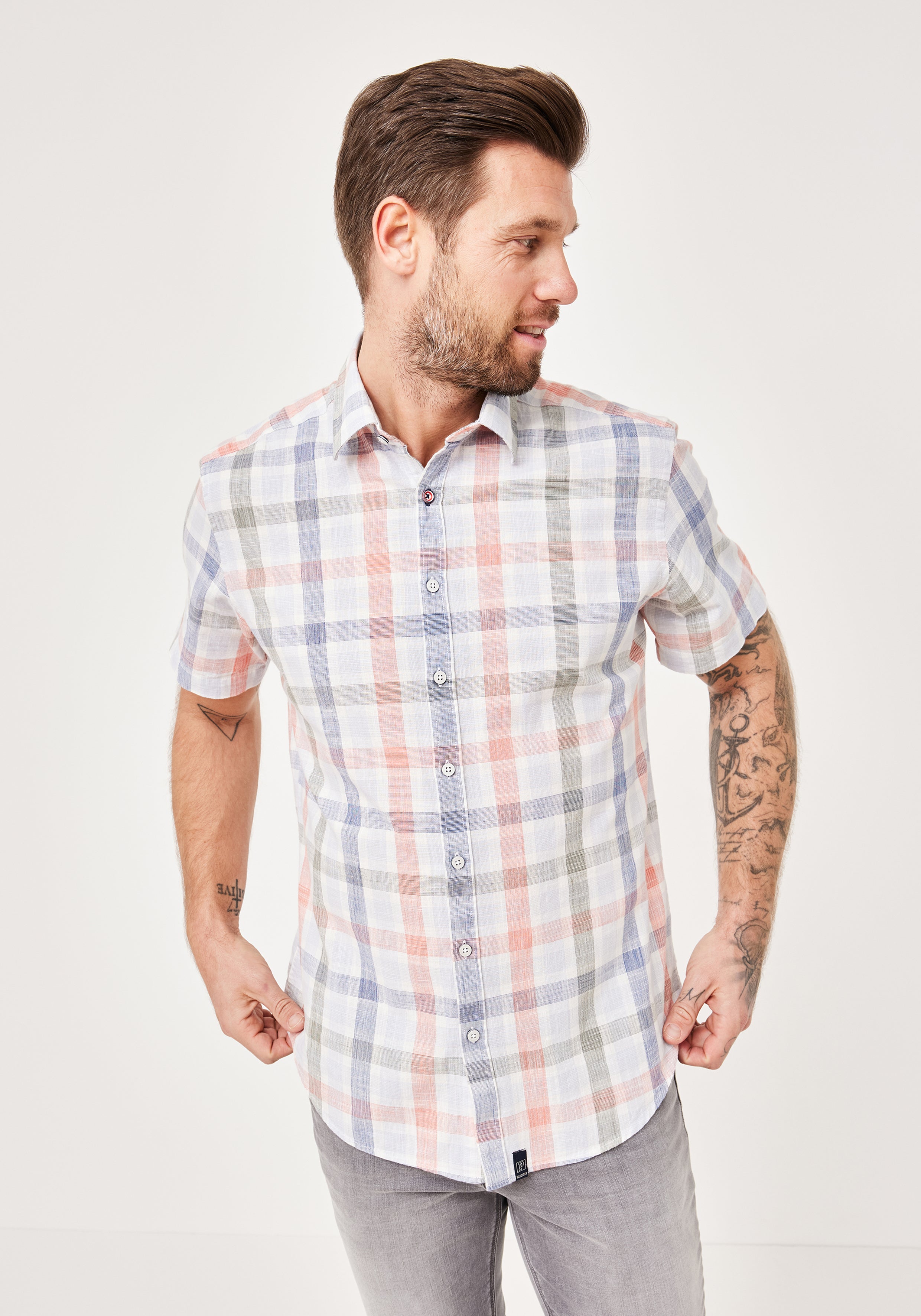 PADDOCKS Kurzarm Hemd Kent - Misty Harbor Plaid - 33027 7466.0637 von Paddocks
