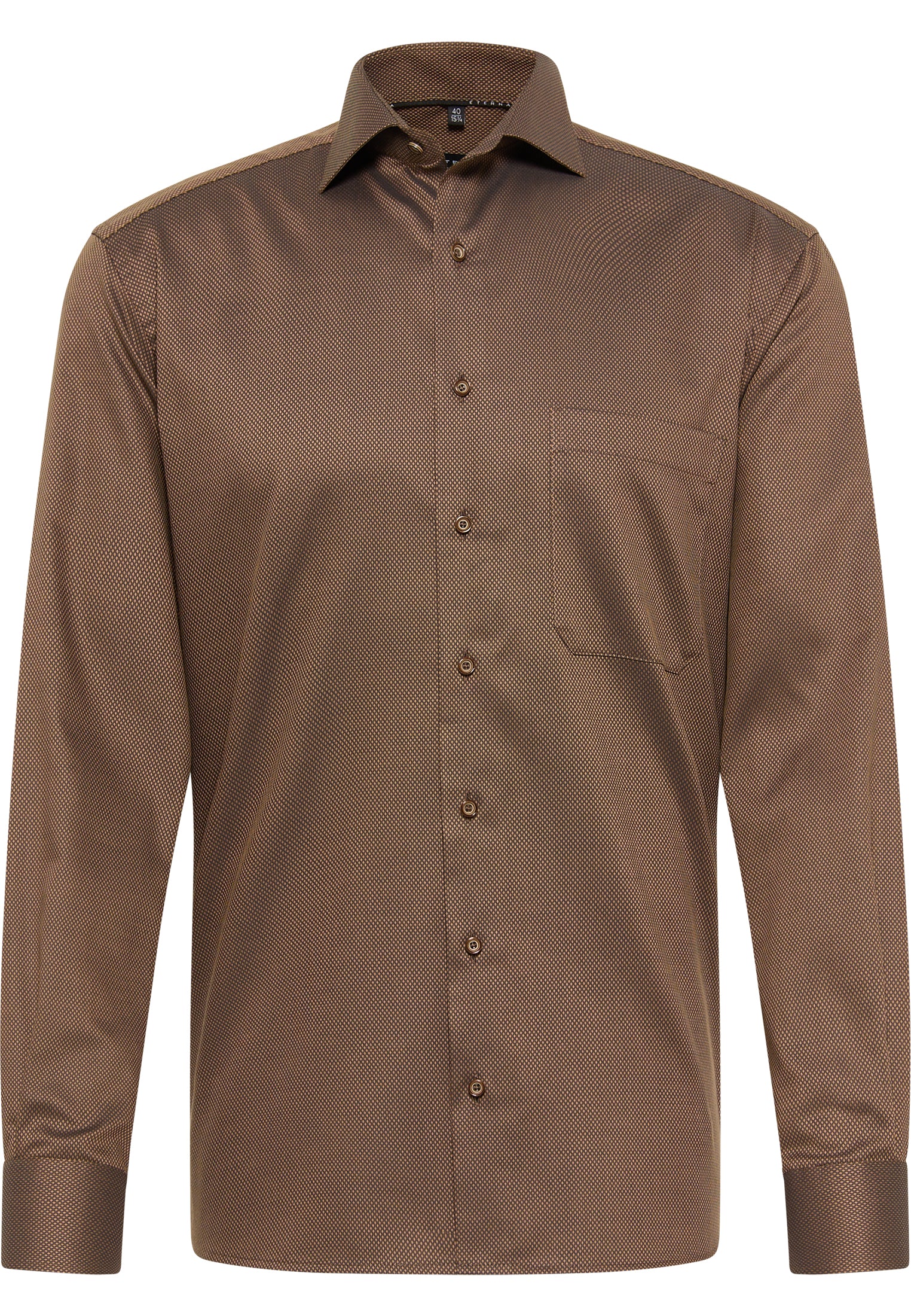 ETERNA COMFORT FIT Langarm Hemd - Bronzedeck Check Brown - 3324-27-E19K