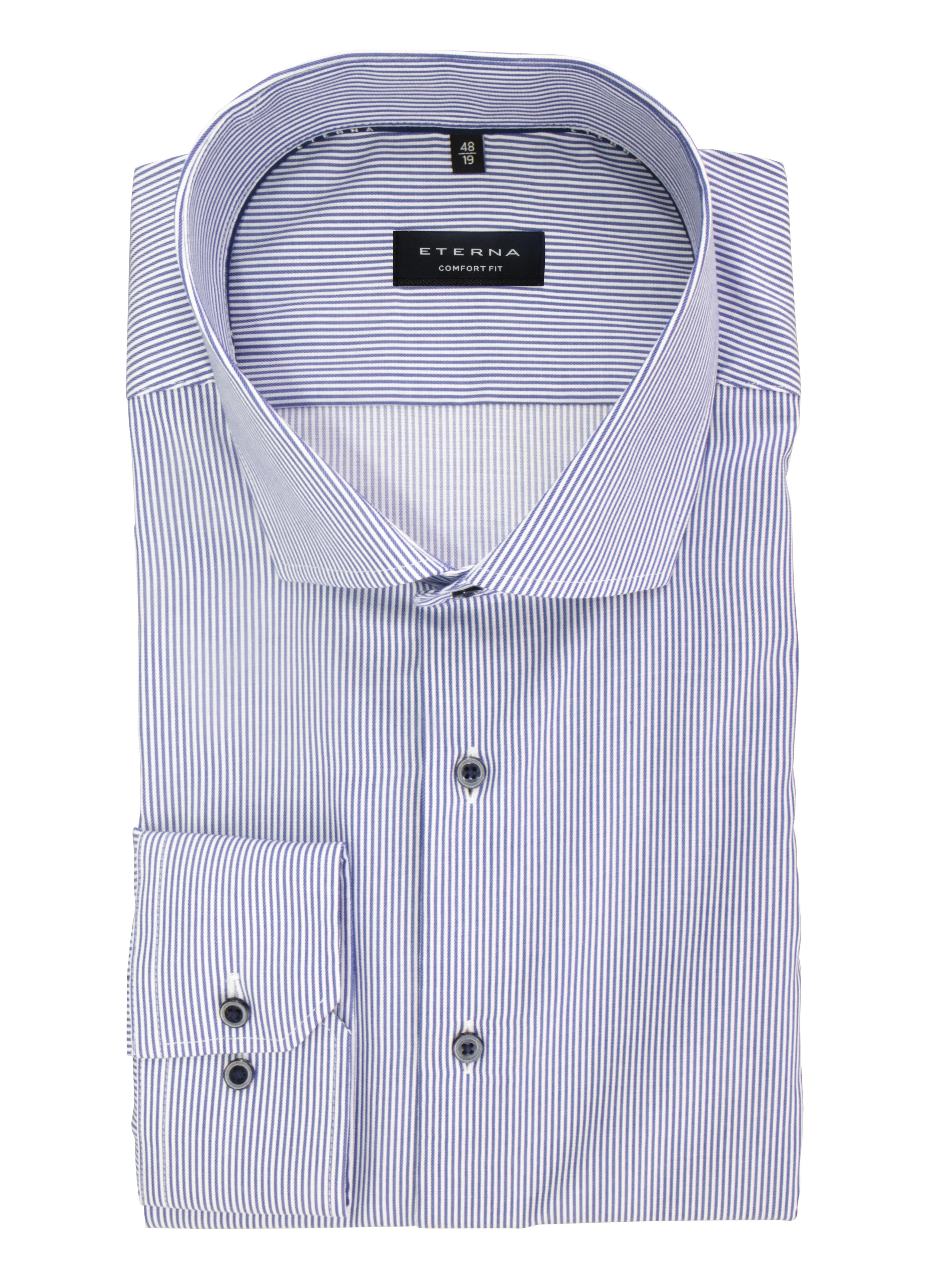 ETERNA COMFORT FIT Langarm Hemd - Blue Sailpinstripe - 3341-16-E18V