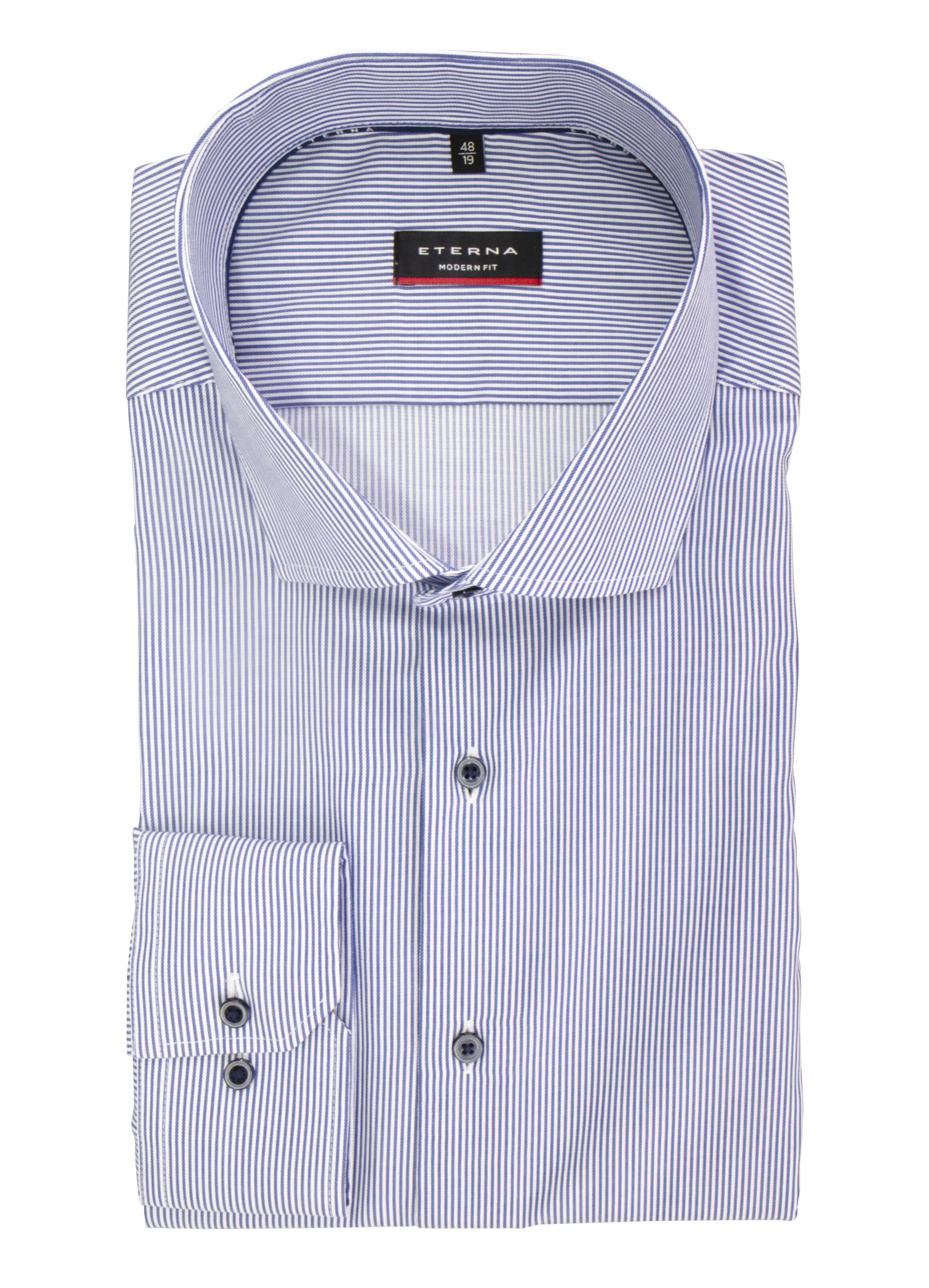 ETERNA MODERN FIT Langarm Hemd - Coastal Pinstripe - 3341-16-X17V