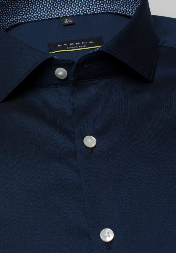 ETERNA SUPER SLIM FIT Performance Shirt Langarm Hemd - Midnight Navy Glow - 3377-19-Z142 von Eterna