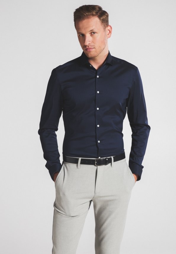 ETERNA SUPER SLIM FIT Performance Shirt Langarm Hemd - Midnight Navy Glow - 3377-19-Z142