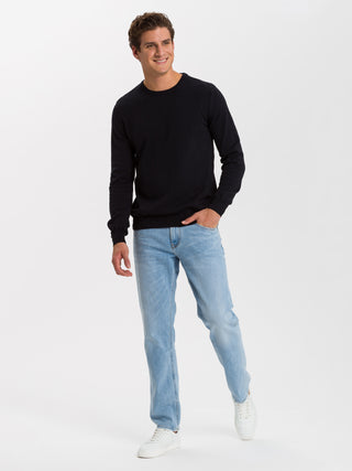 CROSS JEANS Strickpullover Rundhals - Midnight Ink - 34156-020