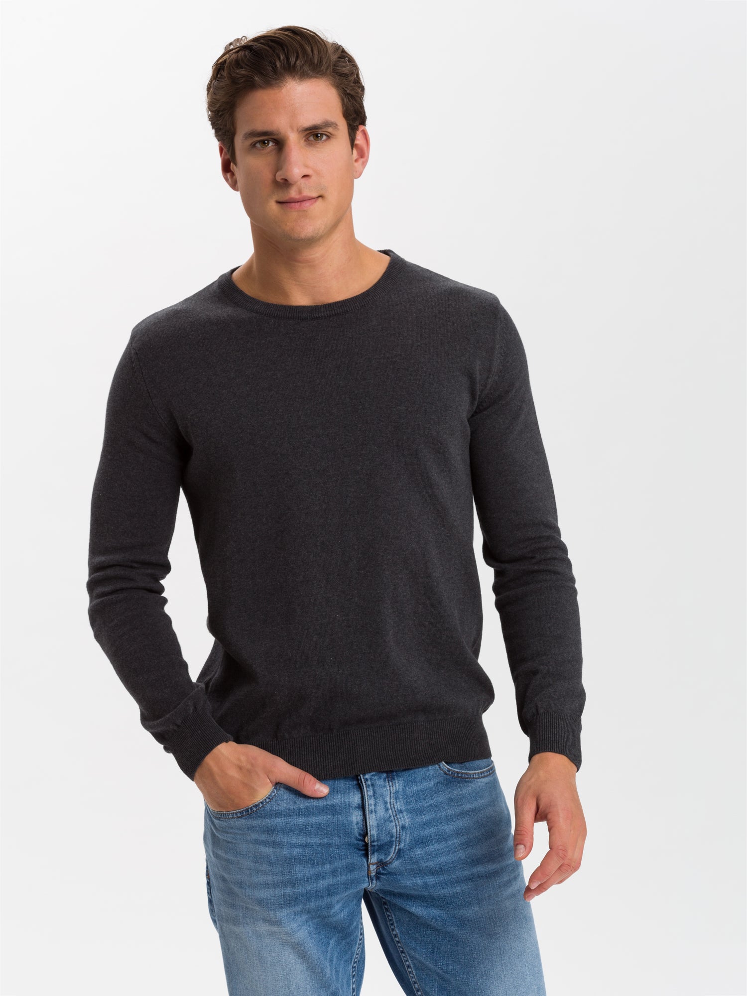 CROSS JEANS Strickpullover - Charcoal Mist - 34156-021