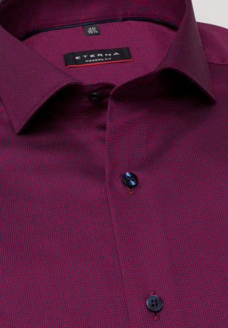 eterna modern fit chemise manches longues rouge vin structurée 3680-56-x17v