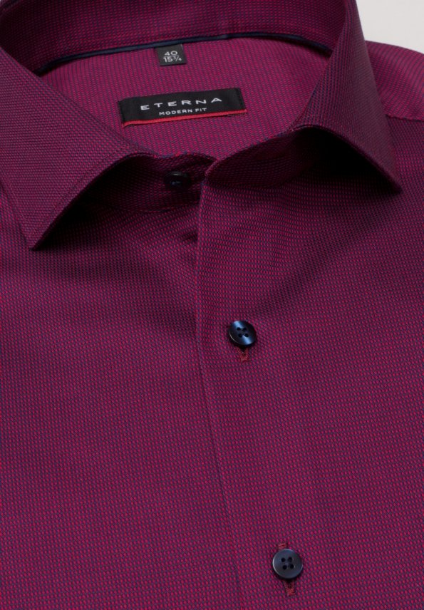 eterna modern fit chemise manches longues rouge vin structurée 3680-56-x17v von Eterna