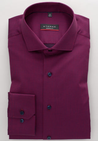 eterna modern fit chemise manches longues rouge vin structurée 3680-56-x17v