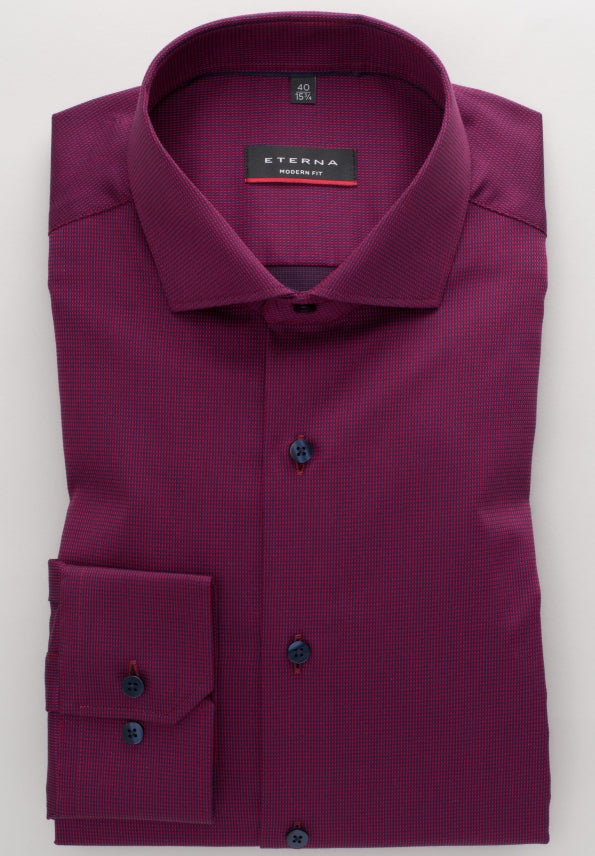 eterna modern fit chemise manches longues rouge vin structurée 3680-56-x17v von Eterna